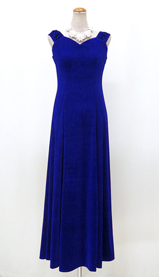 即納！ベロアのドレス【ブルー】 no.1199-1